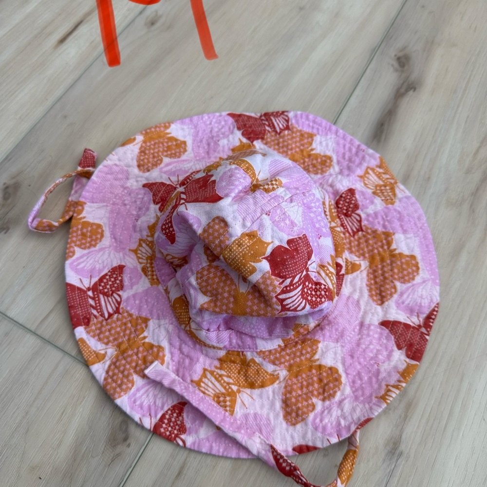 Kate Quinn Pink and Orange Butterfly Sun Hat